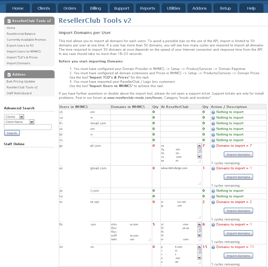 Domain import tool for domains