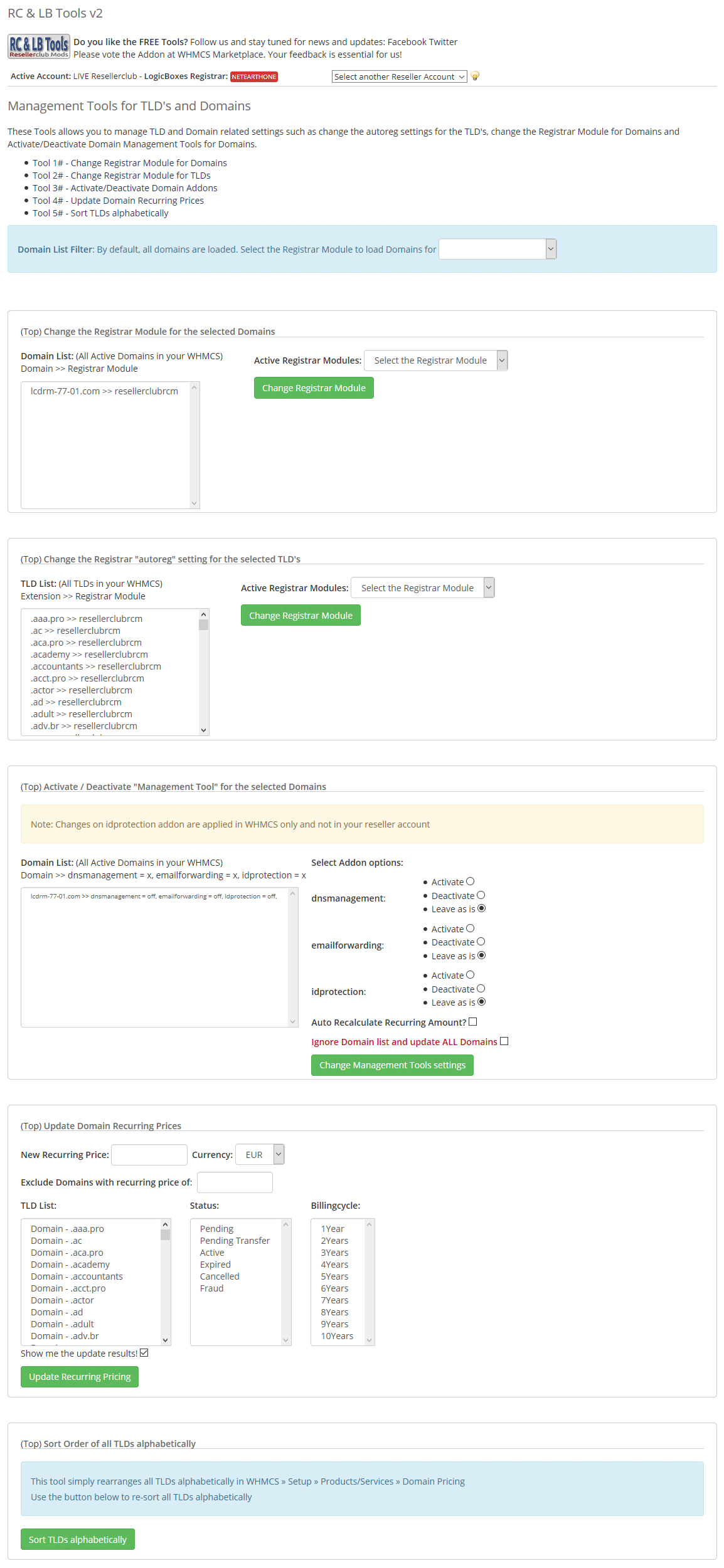 Manage TLDs and Domains