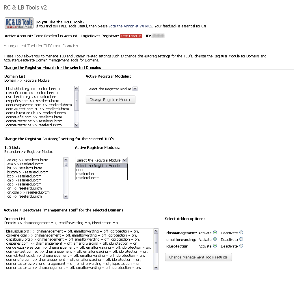 Manage Domain and TLD related settings