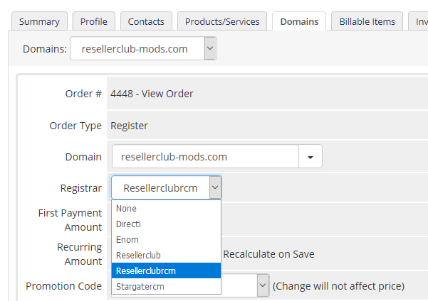 Change Registrar Module for domain