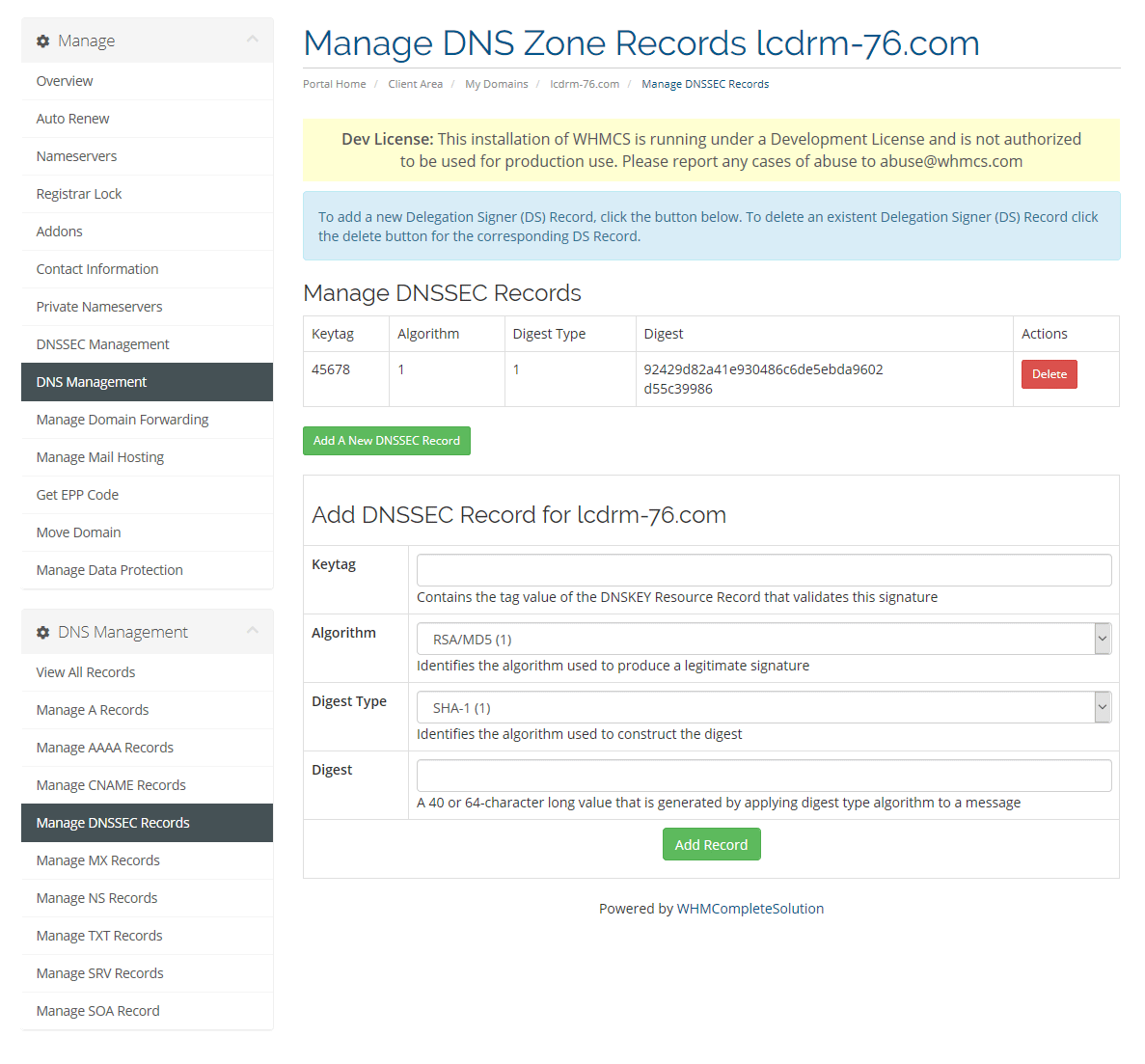 overview dnssec management