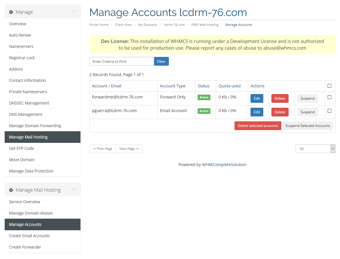 Overview Account Management