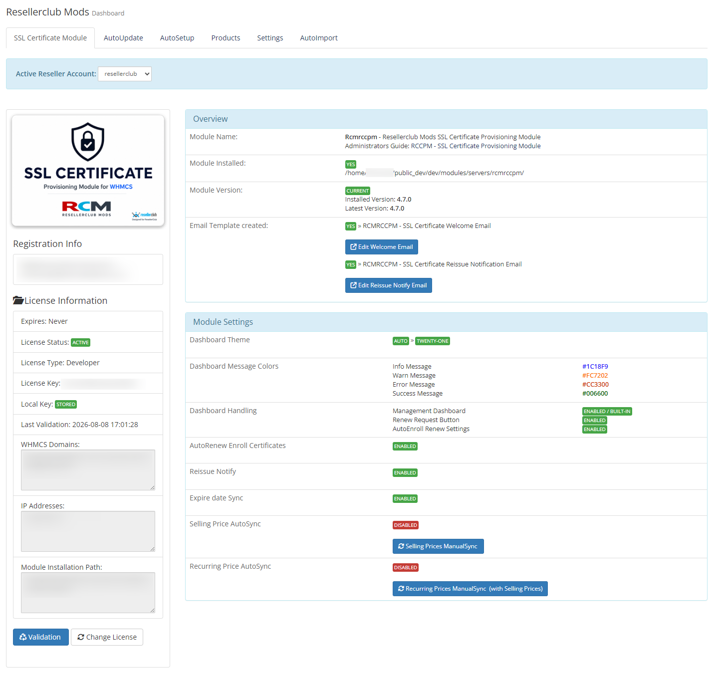 Core Addon Dashboard Comodo Module