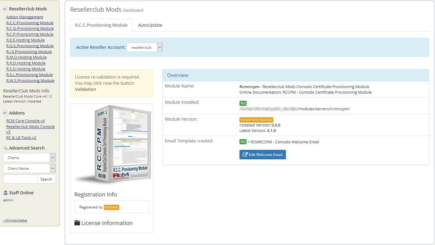 Resellerclub Mods Console Module Manual Install