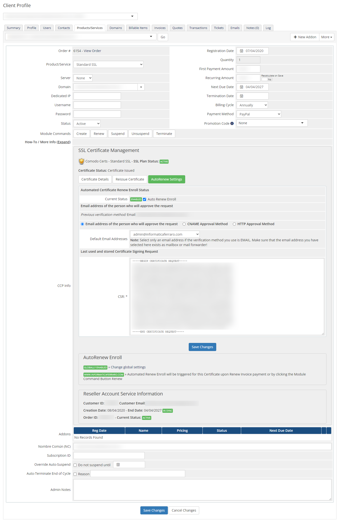 Admin Area Comodo