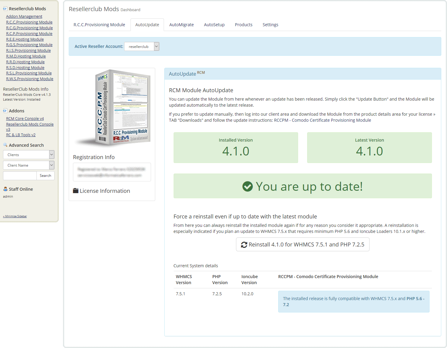 Resellerclub Mods Console Módulo AutoUpdate