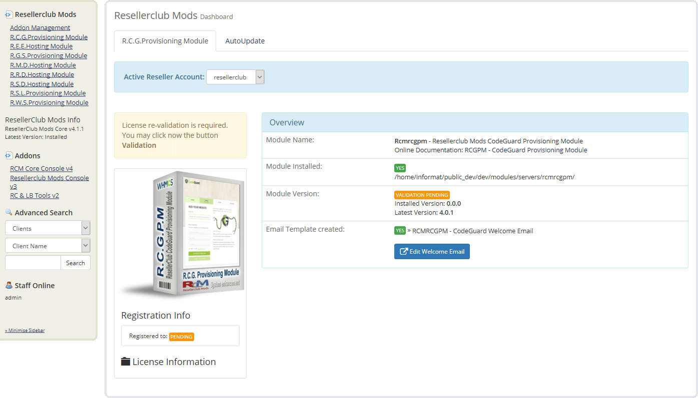 Resellerclub Mods Console Module Manual Install