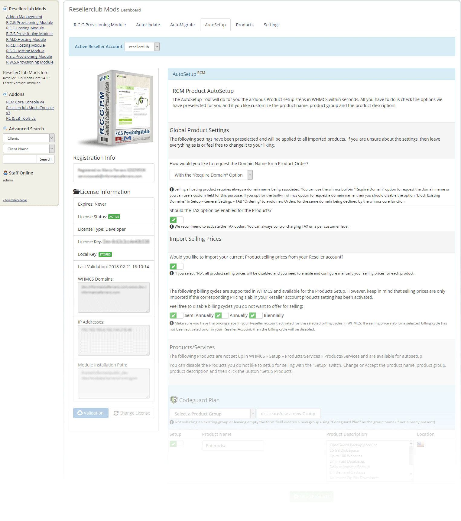 Resellerclub Mods Console AutoSetup