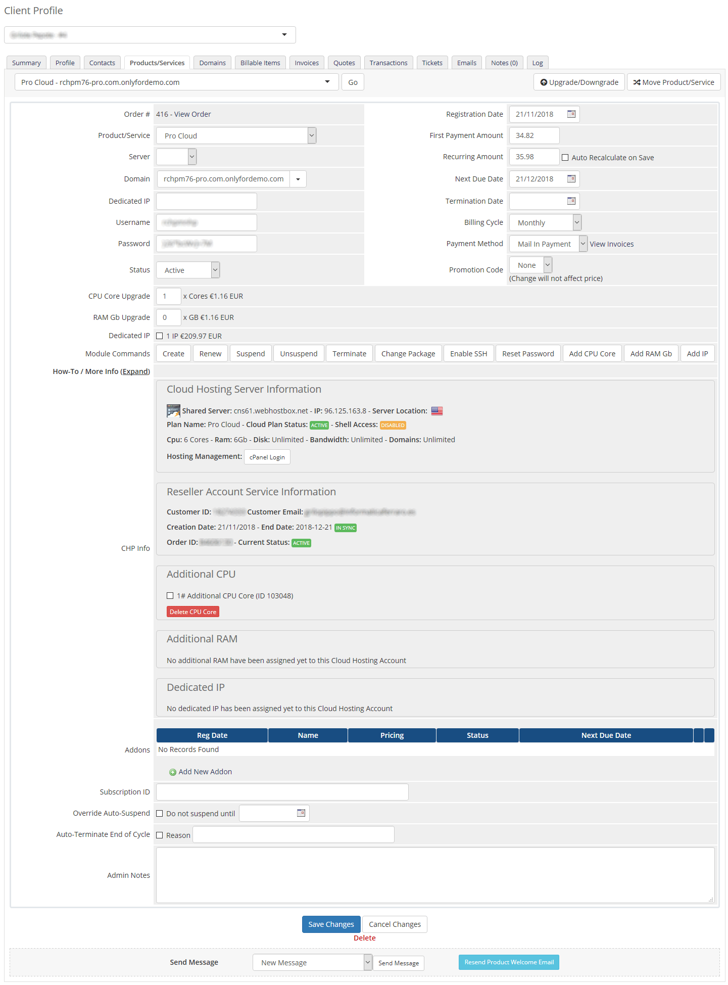 Admin Area Cloud Hosting