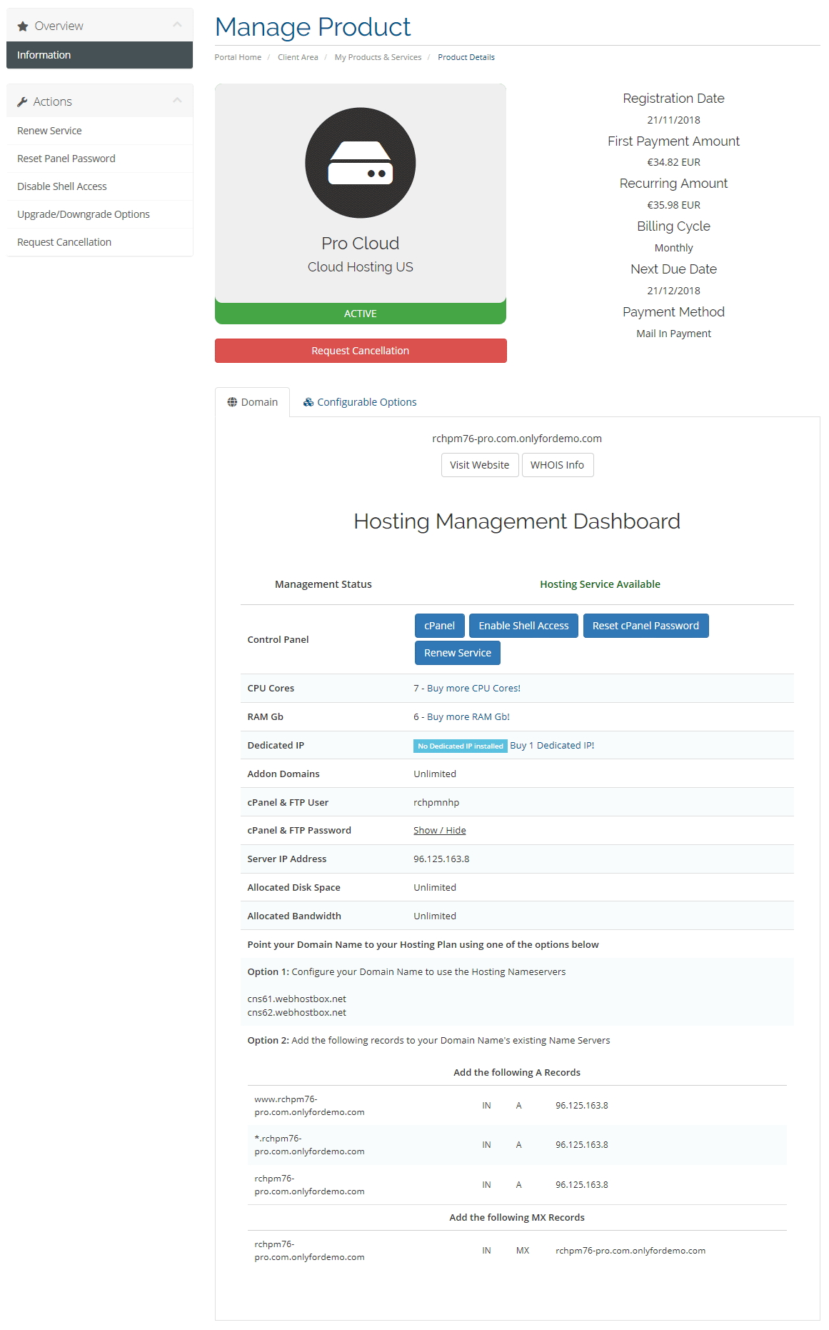 Client Area Cloud Hosting