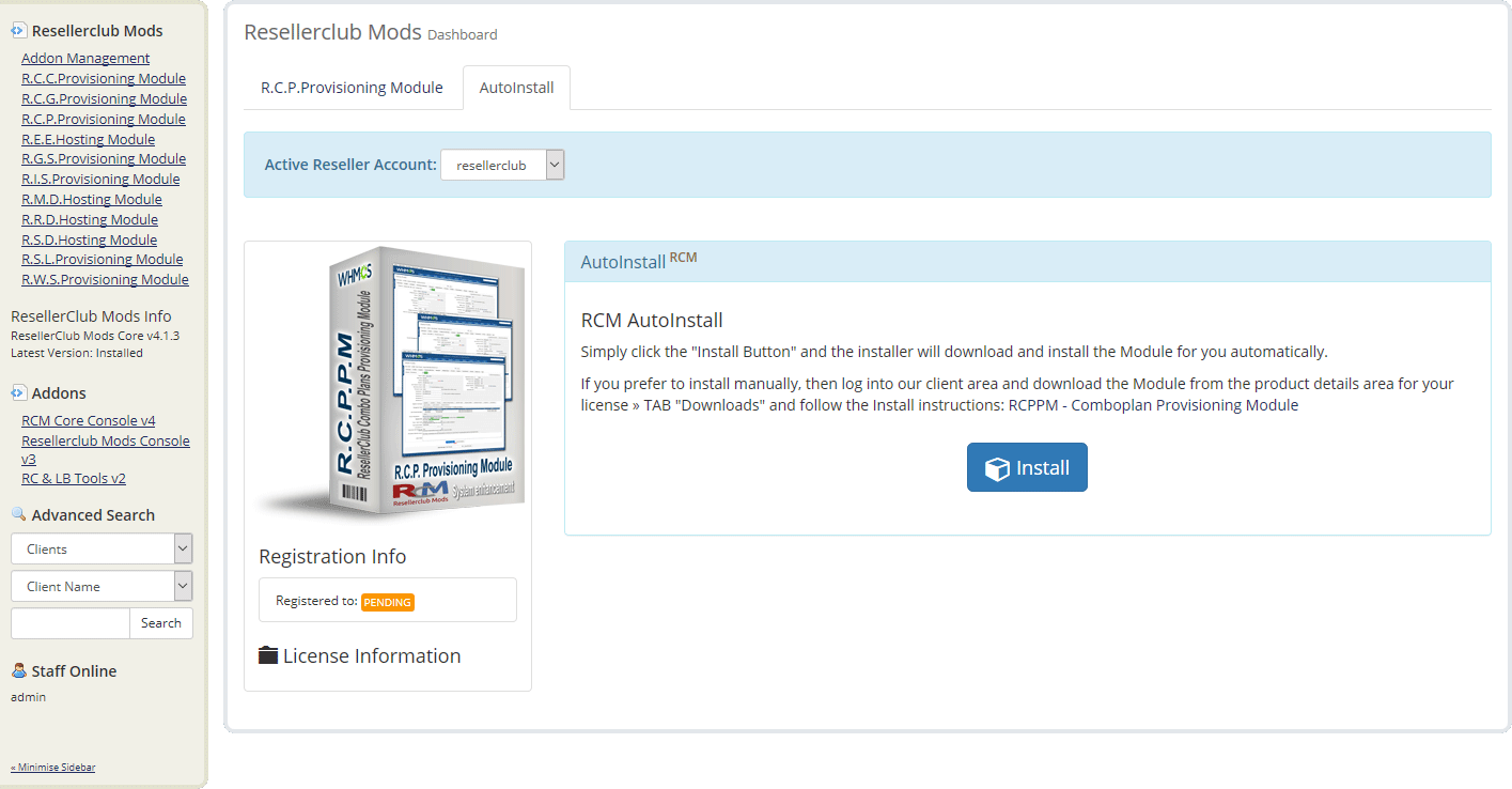 Resellerclub Mods Console Module AutoInstall