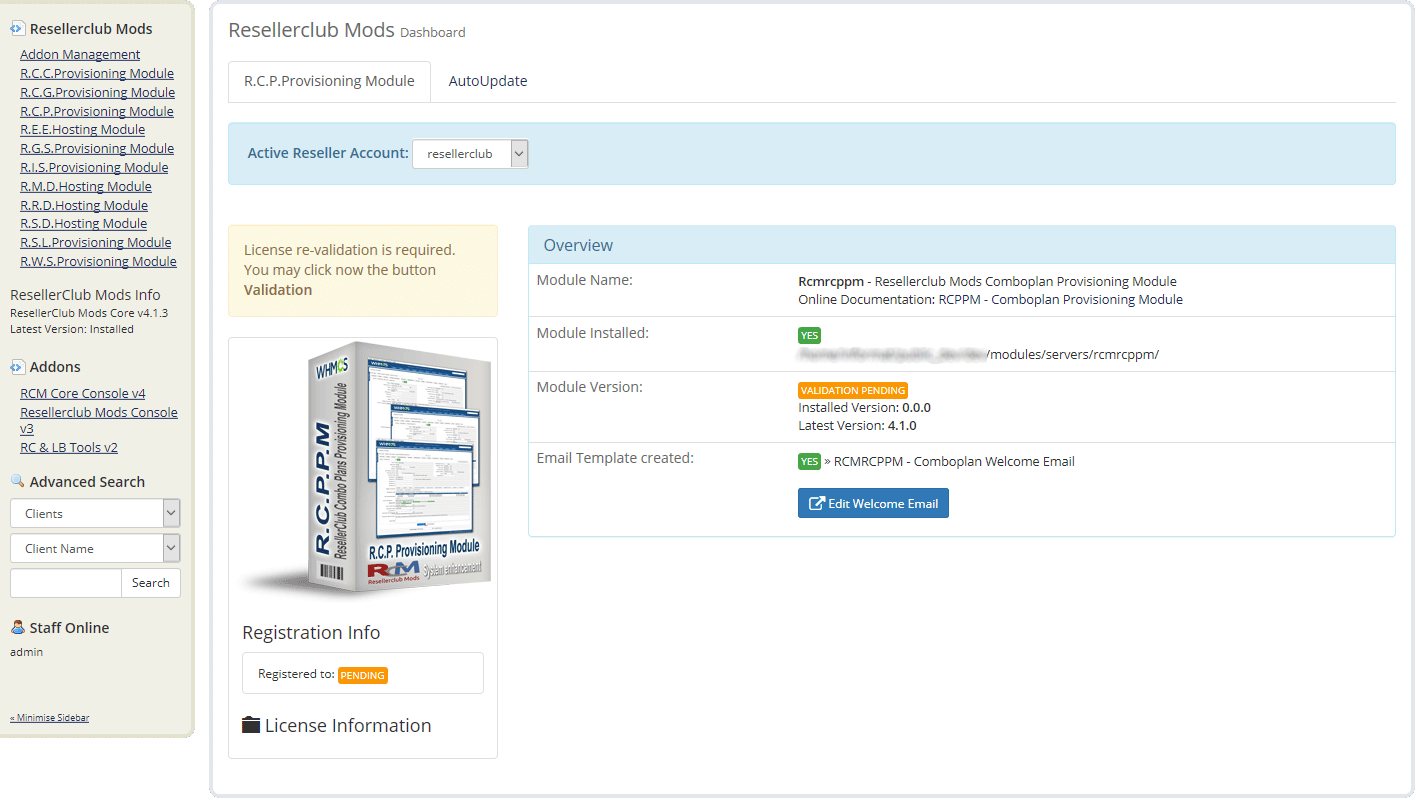 Resellerclub Mods Console Module Manual Install