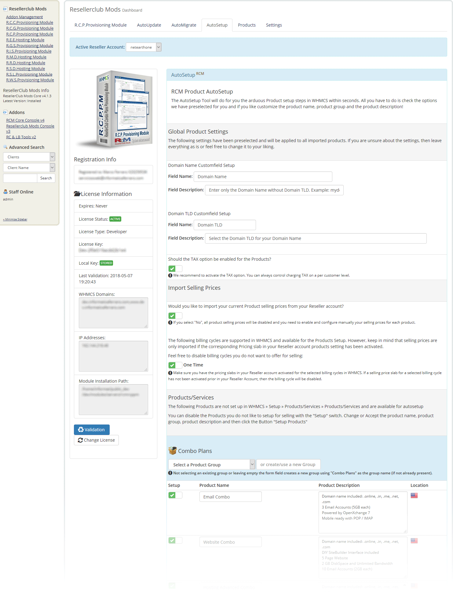 Resellerclub Mods Console AutoSetup