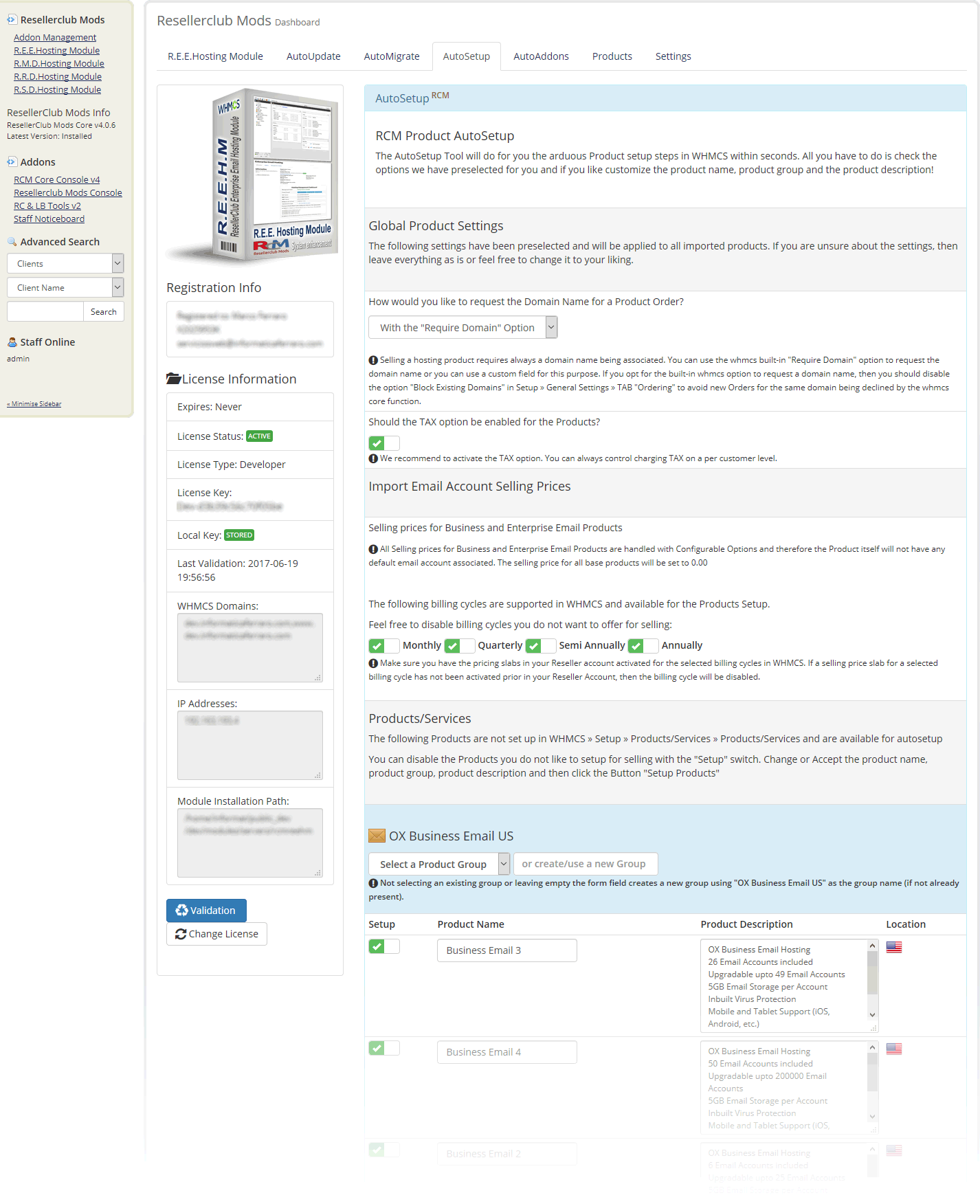 Resellerclub Mods Console AutoSetup