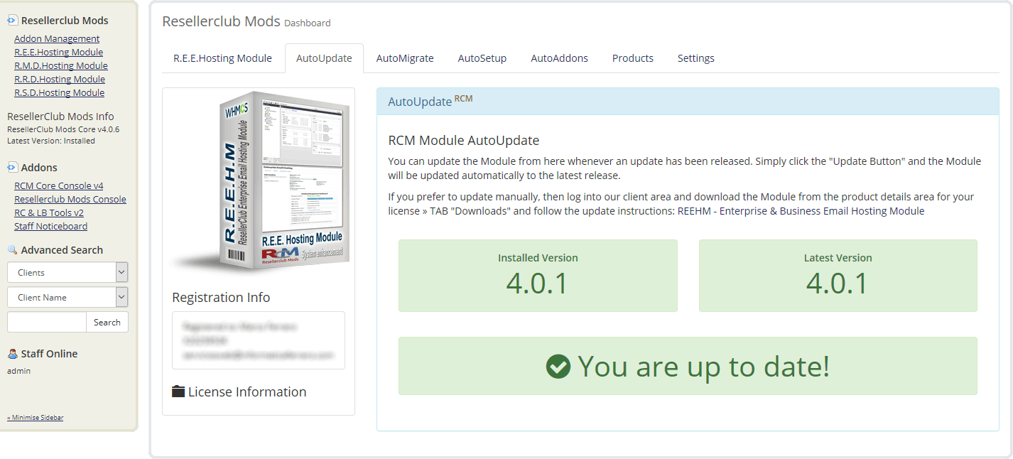 Resellerclub Mods Console Módulo AutoUpdate