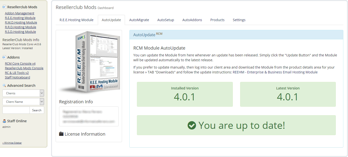 Resellerclub Mods Console Module AutoUpdate