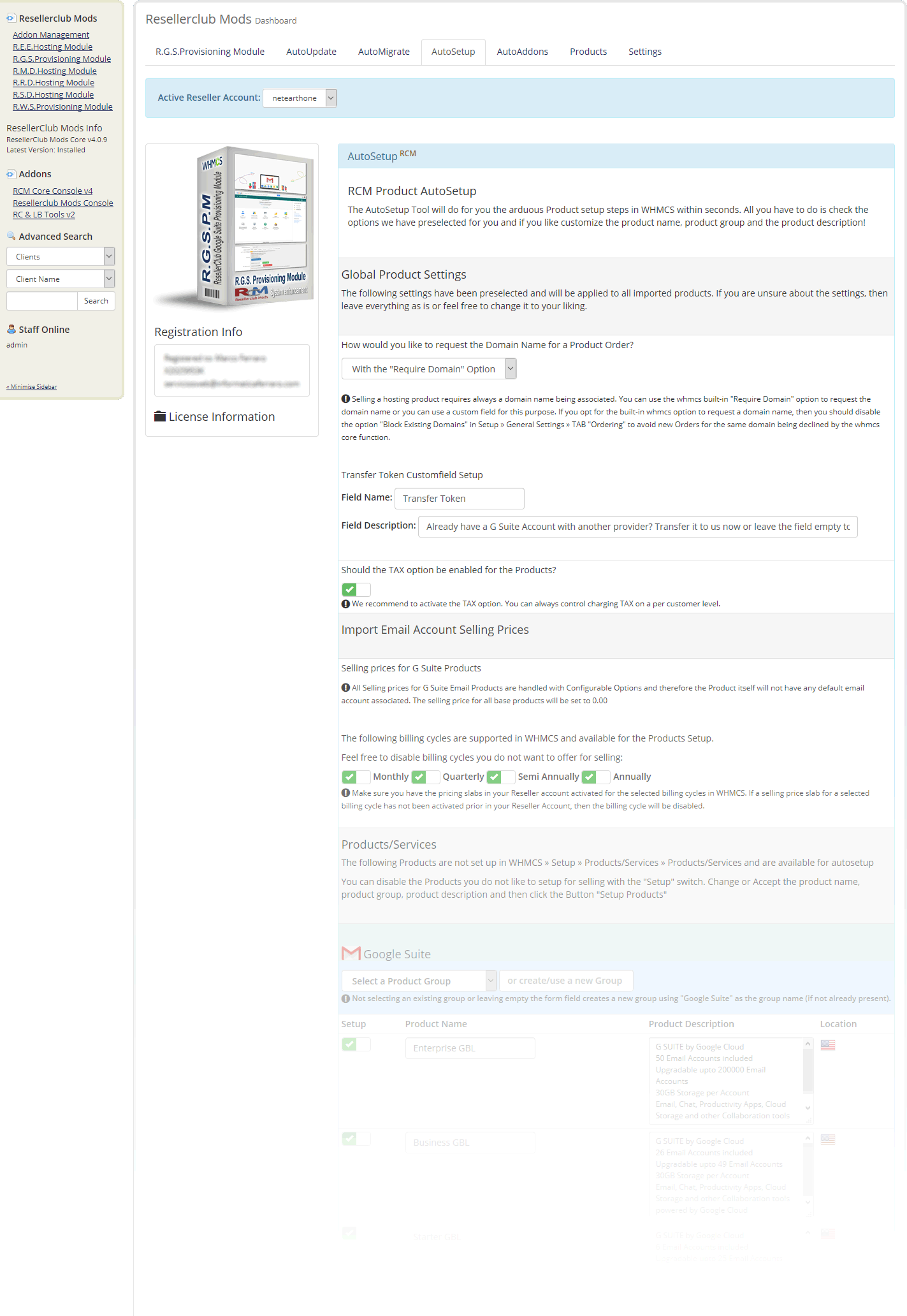 Resellerclub Mods Console AutoSetup