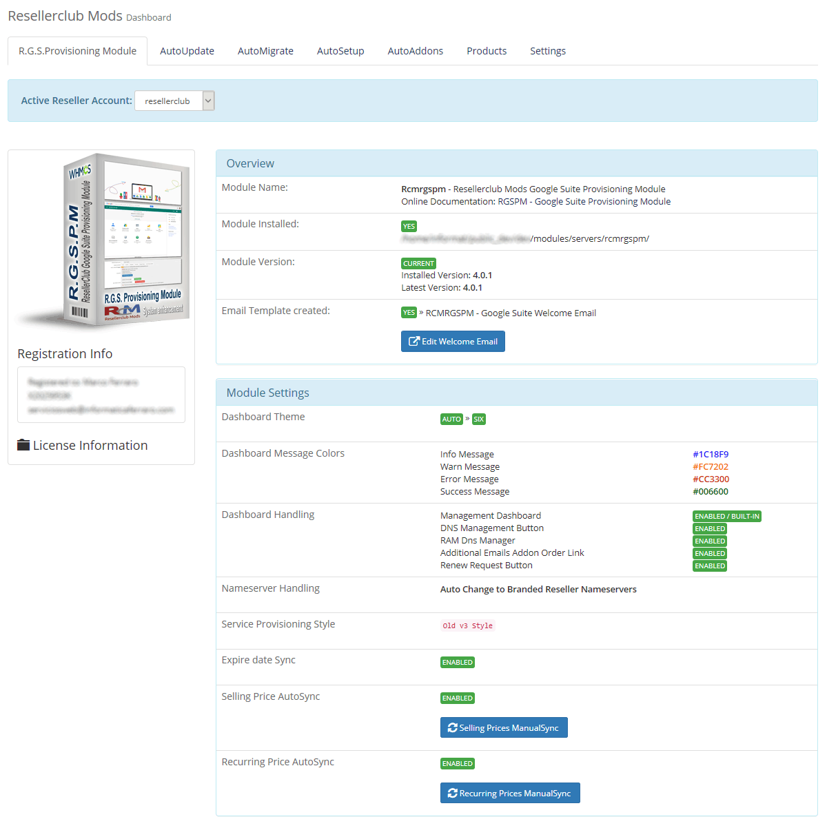 Core Addon Dashboard Google Suite Module