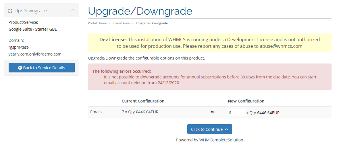 Upgrade/Downgrade Gsuite accounts