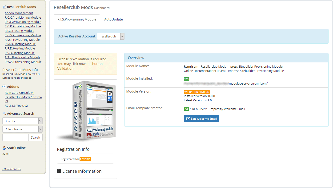 Resellerclub Mods Console Module Manual Install