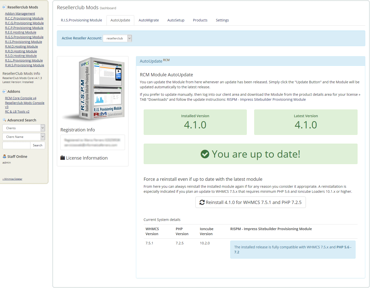 Resellerclub Mods Console Módulo AutoUpdate