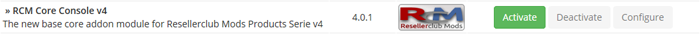 Activate Resellerclub Mods Console Addon v4