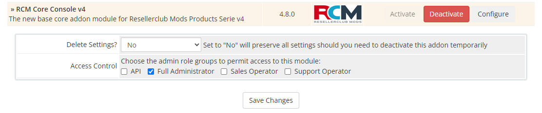 Configure Resellerclub Mods Console Addon v4