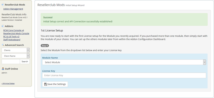 Resellerclub Mods Console Module Wizard