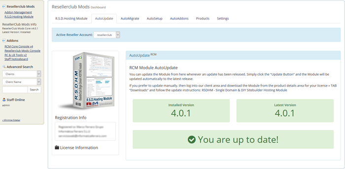 Resellerclub Mods Console Module AutoUpdate