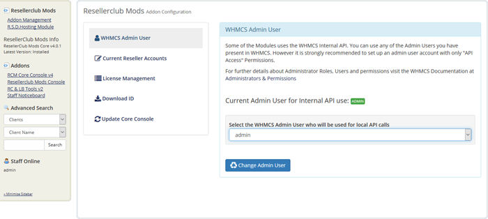 Resellerclub Mods Console Admin User