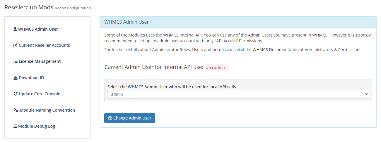 Resellerclub Mods Console Admin User