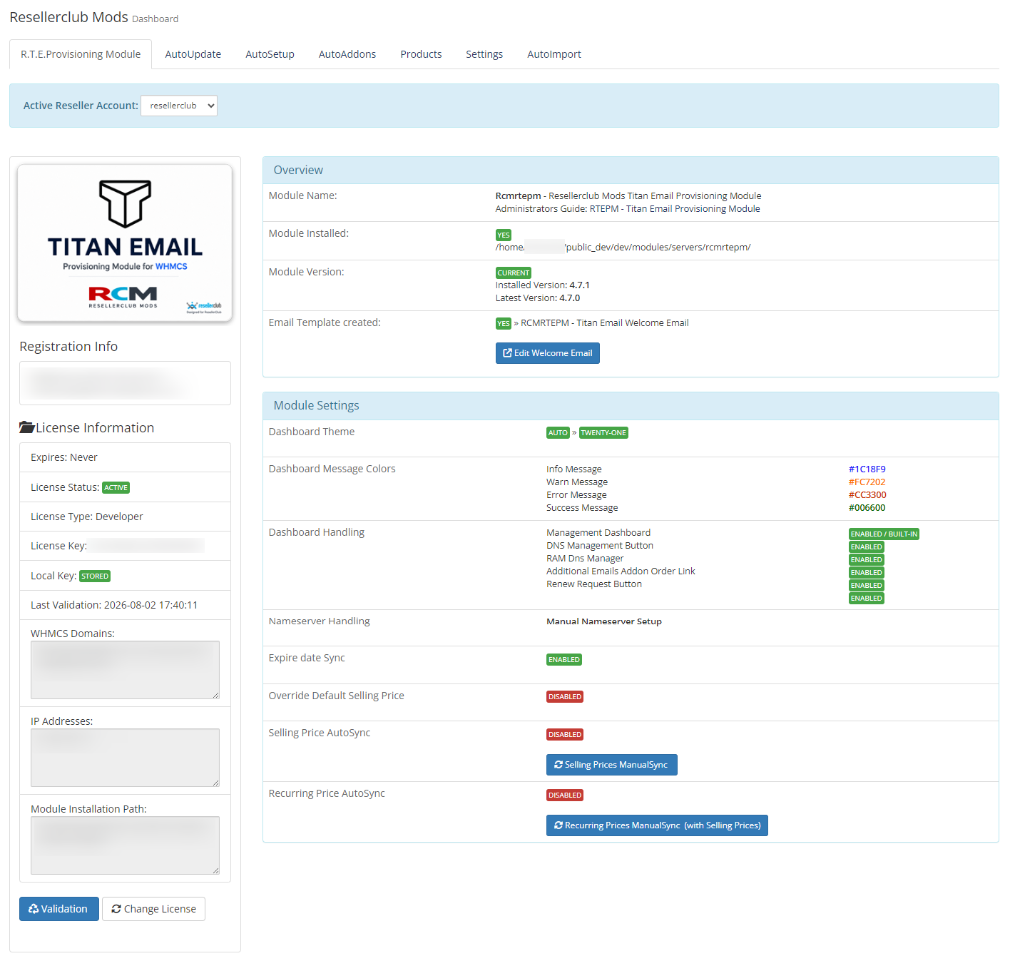 Core Addon Dashboard Titan Email Module