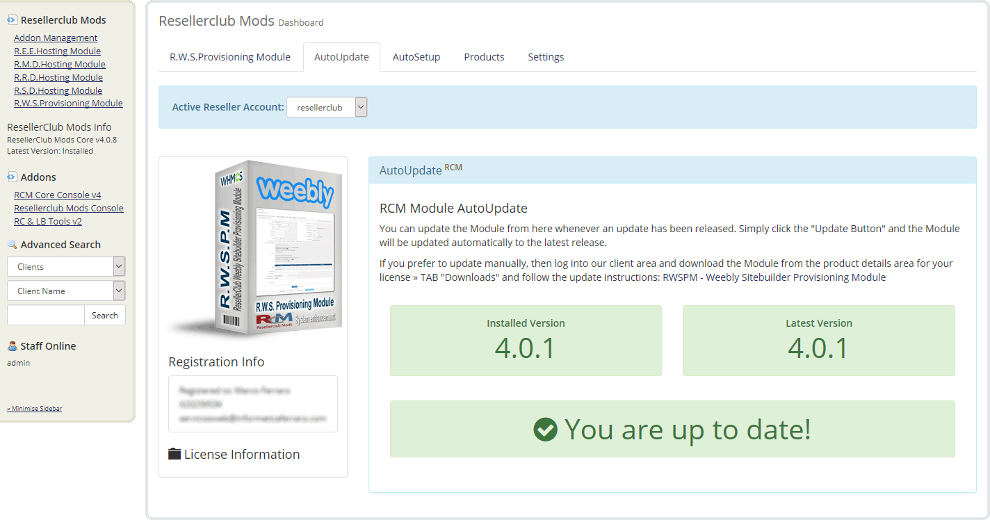 Resellerclub Mods Console Module AutoUpdate