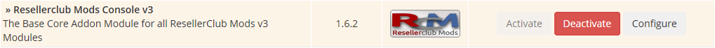 Activate Resellerclub Mods Console Addon