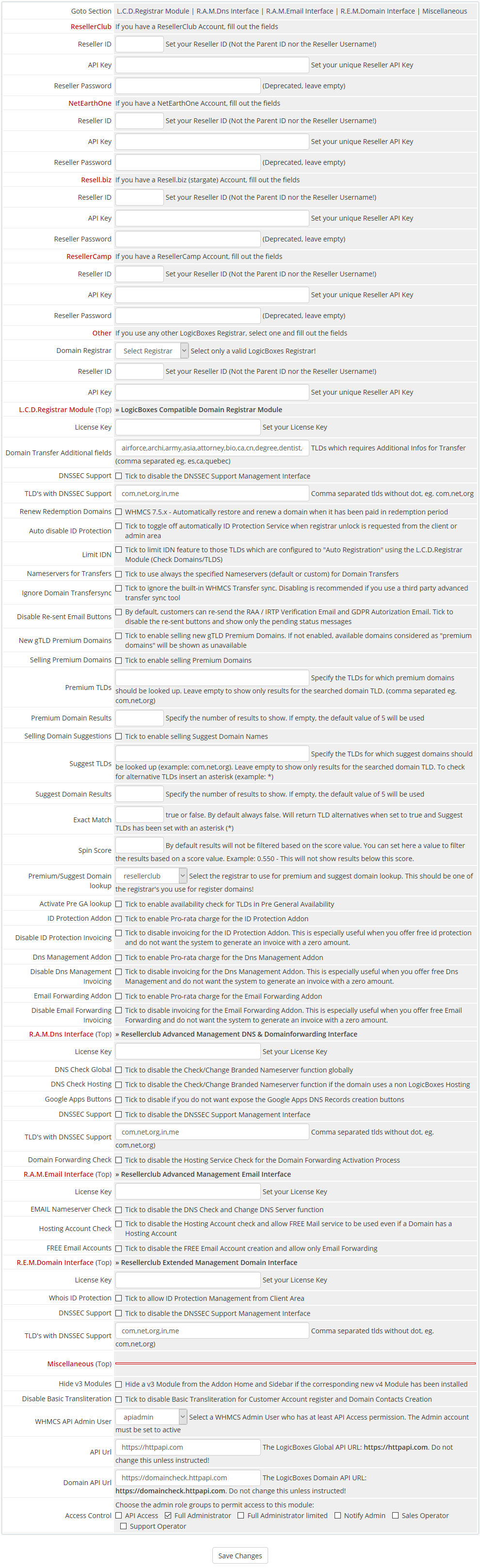 Configure Resellerclub Mods Console Addon